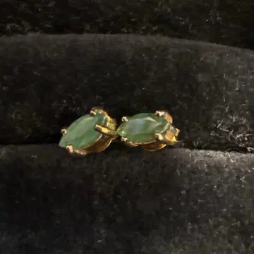 에메랄드 K10 오벌 컷 스터드 귀걸이