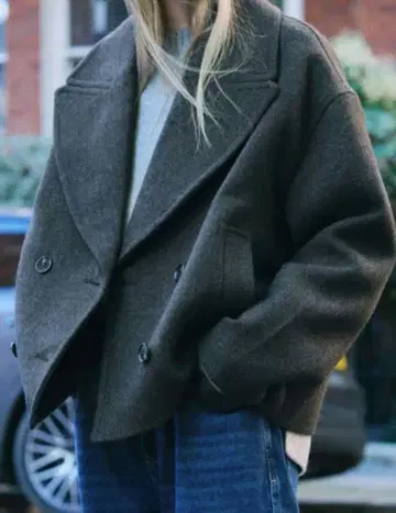 [ ZARA ] 완판템 더블 브레스트 숏 기장 코트 XS