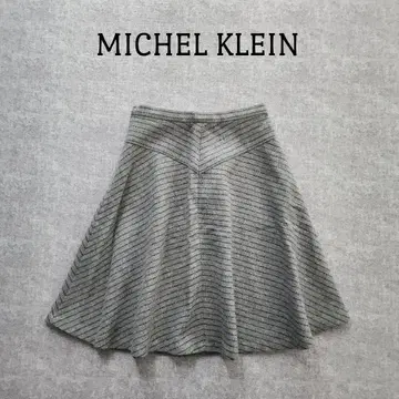 미쉘클랑 플레어 스커트 플리스 원단 무릎 기장 그레이 S