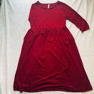 빨간색 티셔츠 롱 원피스 [ XL ] 레드 넉넉한 포켓 부착