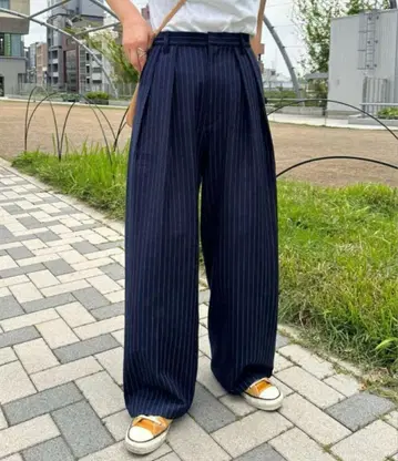 차오패닉 턱 볼륨 와이드 팬츠 블루