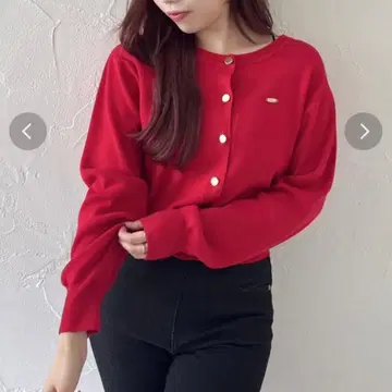 dazzlin 플레이트 심플 가디건 레드