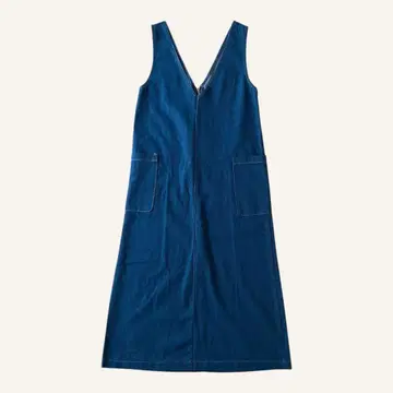 르 시엘 블루 데님 오버롤 스커트