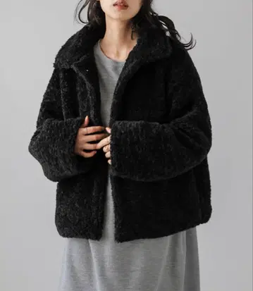 La-gemme 보아 블루종 보아 자켓 블랙