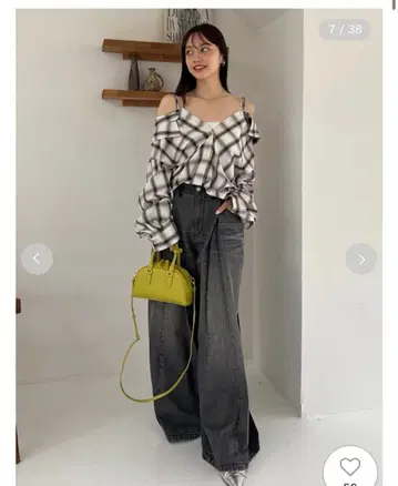 옴브레 라메 체크 아지메 셔츠 FRAY I.D