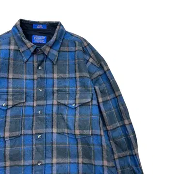 90s USA제 PENDLETON 펜들턴 플란넬 셔츠 체크 무늬 블루