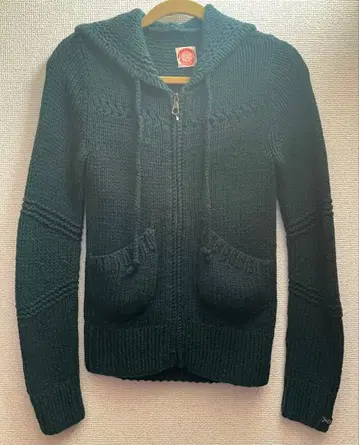 REPLAY 후드 부착 니트 후드티 지퍼 가디건 그린