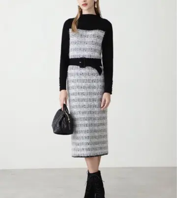 [ 새상품급 ] 핑키앤다이안 트위드콤비니트 원피스 38