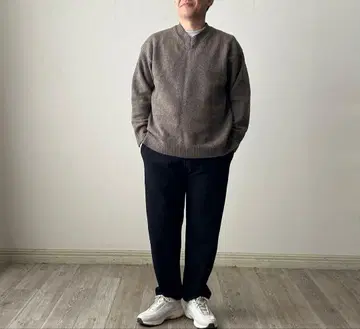 BEAMS 브라운 V넥 니트 스웨터