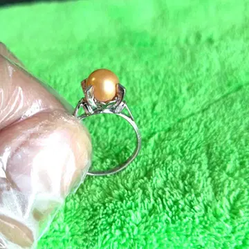 오렌지 펄 실버 반지