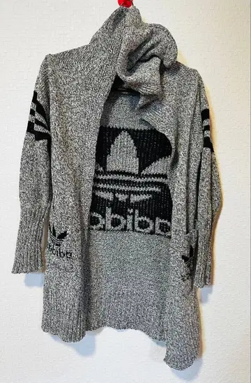 adidas 후드 부착 가디건 그레이