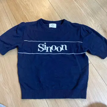 Sinoon 네이비 로고 스웨터 반팔 프리 사이즈