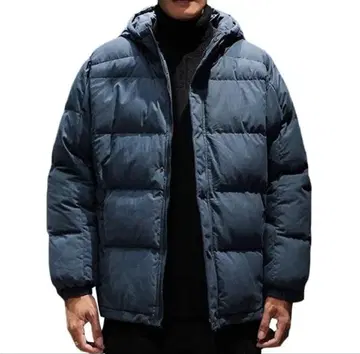 다크 블루 후드 부착 다운 자켓 5XL