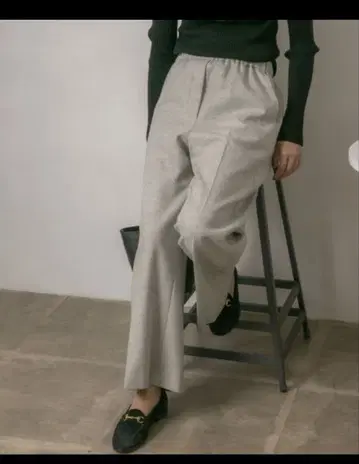 트위드 와이드 팬츠 라이트 그레이