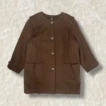 고급 레리안 울 코트 브라운 노카라 미들 테일러드 자켓