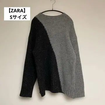 [ zara ] 바이컬러 니트 심플 니트 로우게이지 니트 그레이 블랙 S