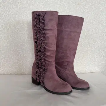 [ 미사용급 ] 핑크하우스 프릴 장식 퍼플 스웨이드 롱 부츠 L 사이즈