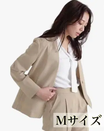 자켓 아우터 린넨 라이크 세트 노카라 자켓 그레이지 M