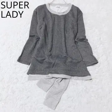 슈퍼 레이디 맨투맨 트레이닝복 캐주얼 그레이 백 디자인 M