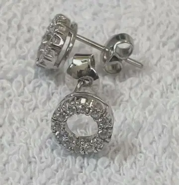 서클 스터드 귀걸이 아메리칸 다이아몬드 실버 925