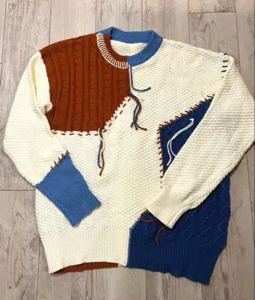 패치워크 니트 스웨터