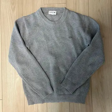 라코스테 와플 니트 스웨터 그레이 뜨개질 디자인 긴팔 스웨터 xs