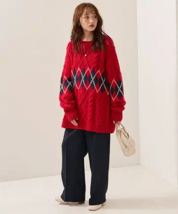 [ 택 포함 ] FREAK'S STORE 아가일 케이블 니트