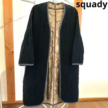 새상품급 squady 퀼팅 코트 벨로아풍 트렌드 블랙 일본제