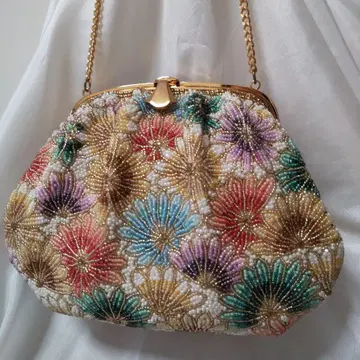 호라시 꽃무늬 비즈 자수 백 미사용급