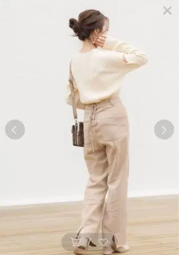 레이스업 컬러 데님 레이스업 컬러 팬츠 그레이쉬 베이지