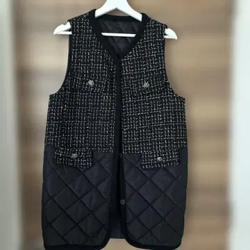 슬리브리스 퀼팅 베스트 블랙/화이트