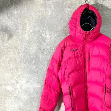 다운 자켓 긴팔 핑크 로고 자수 집업 후디 페더