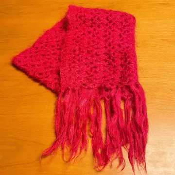 모헤어 크로셰 뜨개질 머플러 쇼킹 핑크