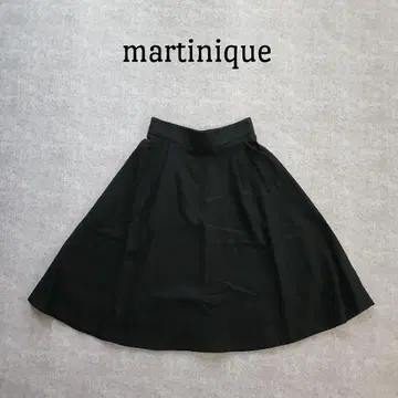마르티니크 두꺼운 원단 턱 플레어 스커트 미디 기장 포켓 부착 블랙 S
