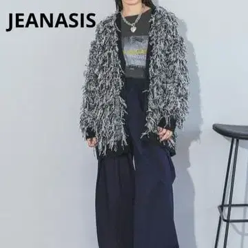 W598 JEANASIS 프린지 자카드 라이트 오버 가디건