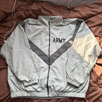 그레이 ARMY 로고 나일론 자켓