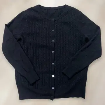 [캐시미어 100%] L 블랙 케이블 짜임 가디건 긴팔