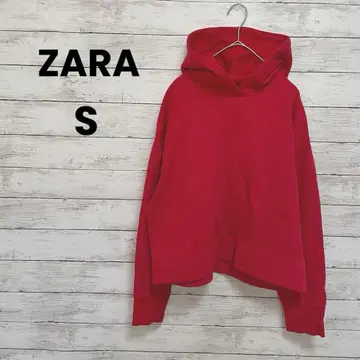 [ZARA] 자라 후드티 (S) 후디 숏 기장 레드 귀여운