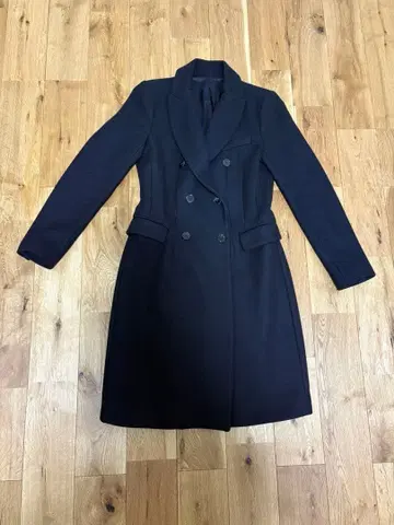 블랙 더블 브레스트 롱 코트