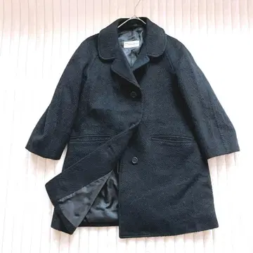 Three Pearl 롱 코트 Free 블랙 무지 고급스러움 따뜻함