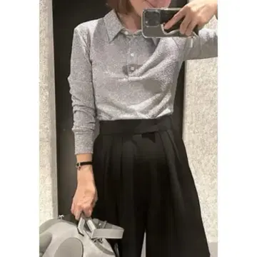 라메 폴로 티셔츠 실버 yori 38 미사용 새상품 택 포함