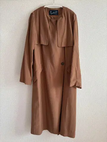 카멜 롱 코트 오픈 프론트