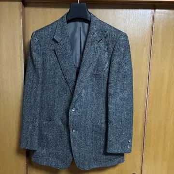 그레이 헤링본 테일러드 자켓 AB5 울 100% 구제 의류 네임 포함