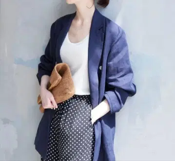 SLOBE IENA 린넨 테일러드 자켓 네이비