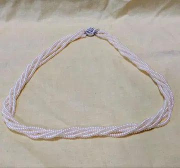 화이트 5연 진주 목걸이 실버