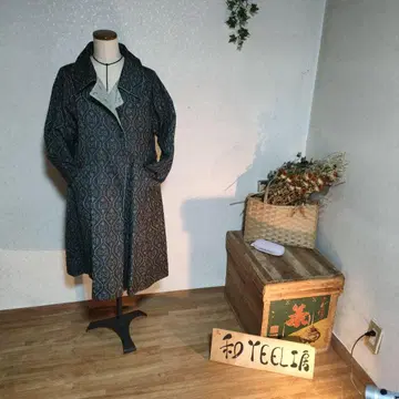 기모노 리메이크  리버서블 A라인 하프 코트 벨트 있음