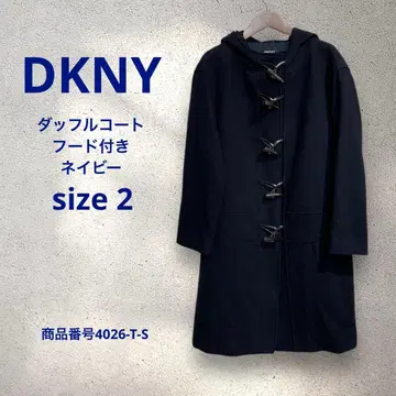 DKNY 온워드 카시야마 더플 코트 후드 부착 뒷면 플리츠 네이비 2