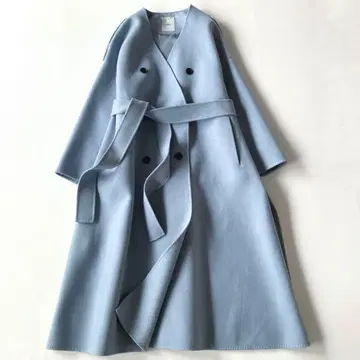 에부르 지론 라무 멜톤 노카라 롱 가운 코트 블루 36