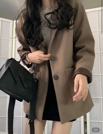 브라운 테일러드 자켓 오버 사이즈