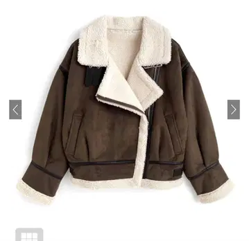 겨울 의류 새상품급 GRL 브라운 인조 모피 숏코트